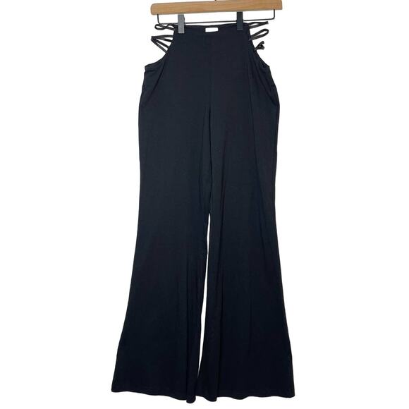 Princess Polly Flare Pants Size 6 Black Stretchy Strappy Waist Euphoria Stretch - Picture 2 of 10